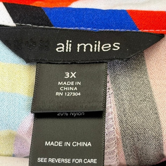 NEW Ali Miles Abstract Artsy Striped Dolman Sleeve V Neck Tunic Top Plus Size 3X - Picture 8 of 13
